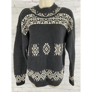 VTG Le Moda Knitwear Gray White Waffle Knit Pullover Sweater S